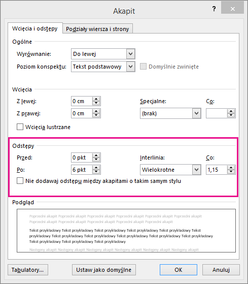 Zmienianie Interlinii W Programie Word Word 0060