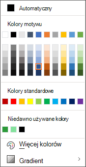 Okno dialogowe kolory w pakiecie Office 365