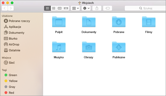 przykładowe okno Katalog domowy na komputerze Mac