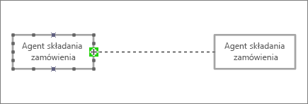 Koniec linii łącznika przeciągnięty do innego kształtu linii życia z zielonym wyróżnieniem wokół punktu połączenia