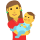 Mulher segurando emoticon bebê