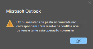 Erro de conflito do Outlook com item de reunião