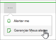 Botão Gerir alertas do SharePoint Online realçado