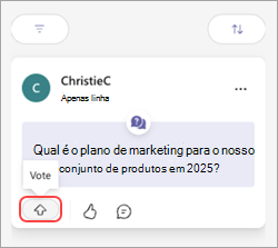 Uma mensagem do Teams com um botão "Votar" e seta para cima.