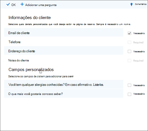 Captura de tela: mostrando as perguntas personalizadas sobre a criação de administradores.