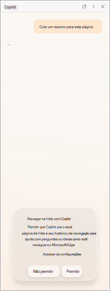 Mensagem de consentimento de dados para a UE a partir do Copilot no Microsoft Edge