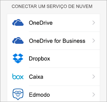 Escolha o serviço de nuvem que deseja adicionar.