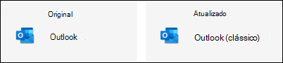 O ícone do Outlook não mostra clássico