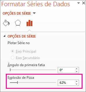 Controle deslizante de detalhamento da pizza no painel Formatar Série de Dados