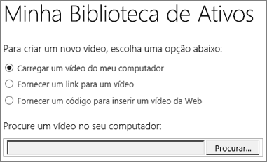 Criar uma nova caixa de diálogo do vídeo com Carregar realçado