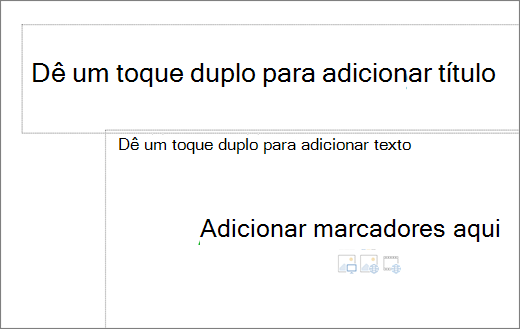 Imagem da caixa de título vazia e da caixa de texto vazia para mostrar onde as balas funcionarão.