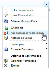 clique em Não publicar esta versão