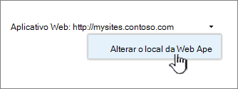 Alterar a opção da aplicação Web