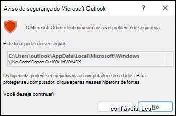 Outlook bloqueia arquivos de .ics