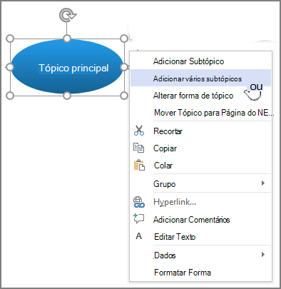 selecione um tópico, clique com o botão direito do mouse e escolha adicionar vários tópicos