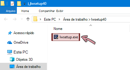 Clique duas vezes em Iwsetup.exe para começar a instalar o suplemento LiveWeb.