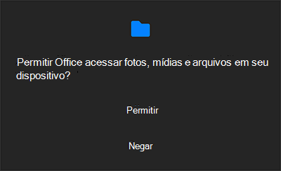 Solicitação de acesso de arquivo herdado no aplicativo do Microsoft Office para Android