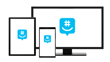 Ilustração do GroupMe no celular, tablet e desktop