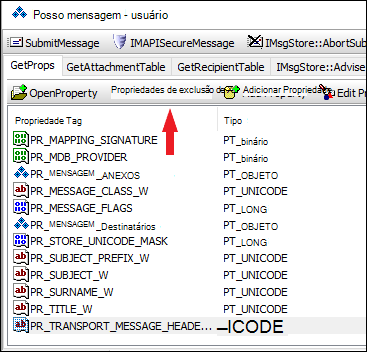 Use o OutlookSpy para excluir a propriedade PR_TRANSPORT_MESSAGE_HEADERS.
