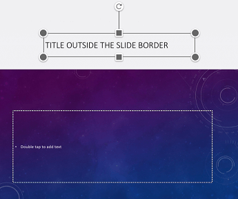 Um exemplo de um espaço reservado de título colocado fora da borda de slide no PowerPoint para iOS.