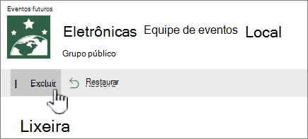 Botão De exclusão de reciclagem do SharePoint Online