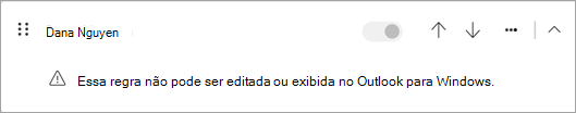 Alguns tipos de regras do lado do cliente que migraram do Outlook clássico não podem ser editados ou visualizados no novo Outlook.