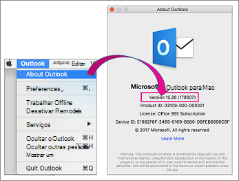 Selecione Outlook Sobre o Outlook para encontrar sua versão