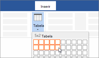 Inserir uma tabela arrastando para selecionar o número de células