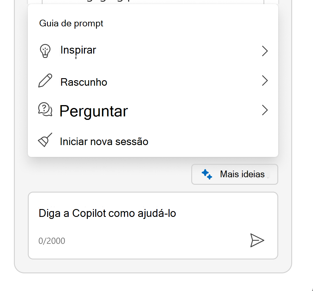 A captura de tela mostra o menu Sparkle expandido para mostrar o guia Prompt.