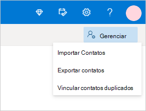 Gerenciar menu de contatos no Outlook.com