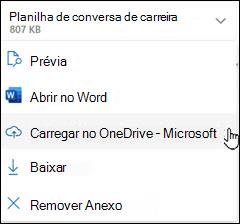 novo upload do Outlook para a janela do OneDrive