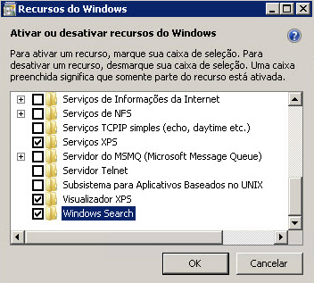 Caixa de diálogo Recursos do Windows