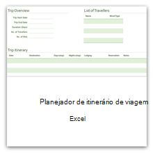 Planejador de itinerário de viagem para Excel