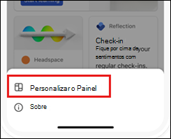 Captura de tela mostrando a opção personalizar dashboard no menu de reticências.