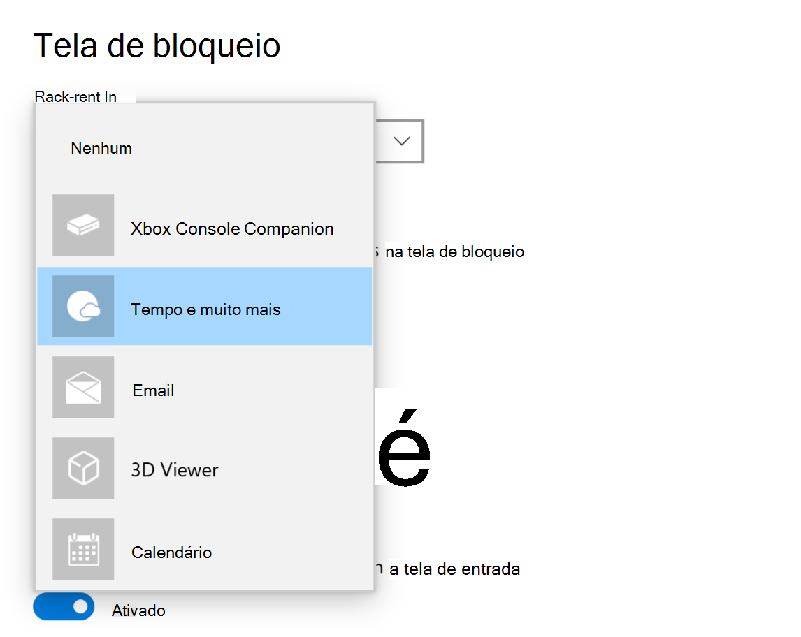 configurações de status detalhadas da tela de bloqueio Windows 10