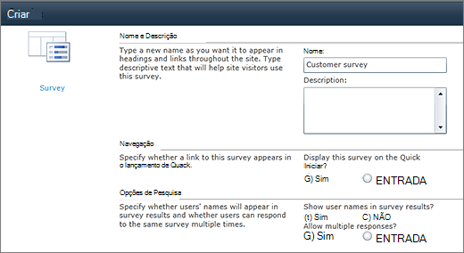 Página opções de pesquisa do SharePoint 2010