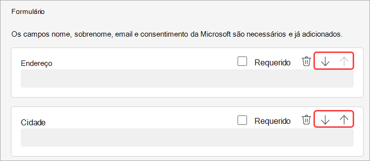 Captura de tela destacando como reordenar perguntas de registro para um webinar.