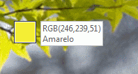 Números de cores RGB selecionadas usando o conta-gotas
