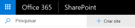 Captura de tela mostrando o botão Criar site do SharePoint.