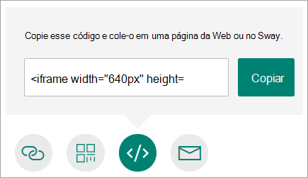 Copiar um link para o seu formulário que você pode inserir em uma página da Web ou no Sway