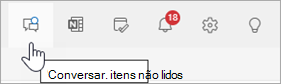 Captura de tela do cabeçalho do Outlook com o chat do Teams selecionado