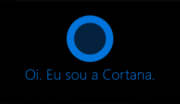 Logotipo da Cortana e o texto "Olá. Eu sou Cortana."