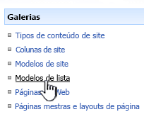 Link de modelo de lista no menu galerias