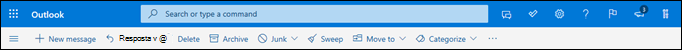 Cabeçalho de caixa de entrada do Outlook.com