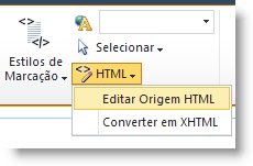 Comando Editar Origem HTML