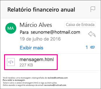 Visualizador do OME para Outlook para iOS 1