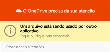 Caixa de diálogo "arquivo em uso" do OneDrive