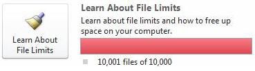 Medidor de documentos do SharePoint Workspace, usando 10.000 ou mais documentos