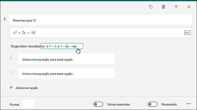 Escrever uma equação ou fórmula - MPRJ em Nuvem - Internet