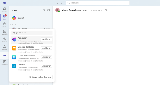 Captura de tela de como adicionar o Copilot no Planner.